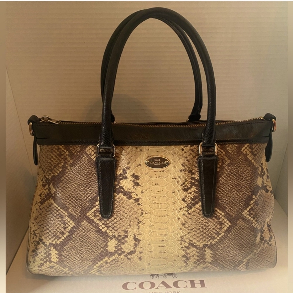 Coach Morgan Satchel Python Embossed Leather Hand… - image 1